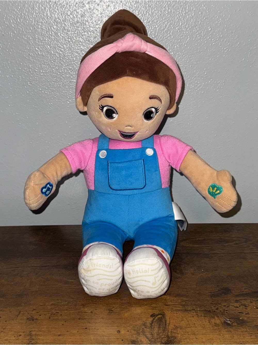 Plush Mrs Rachel Doll in Pink Top and Blue Overalls - Soft Cuddly Toy